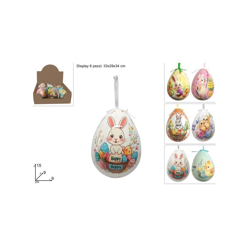 UOVO APPENDINO DECORATO 15CM ASSORTITO IN DISPLAY